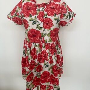 Pink Chicken Floral Red and White Dress